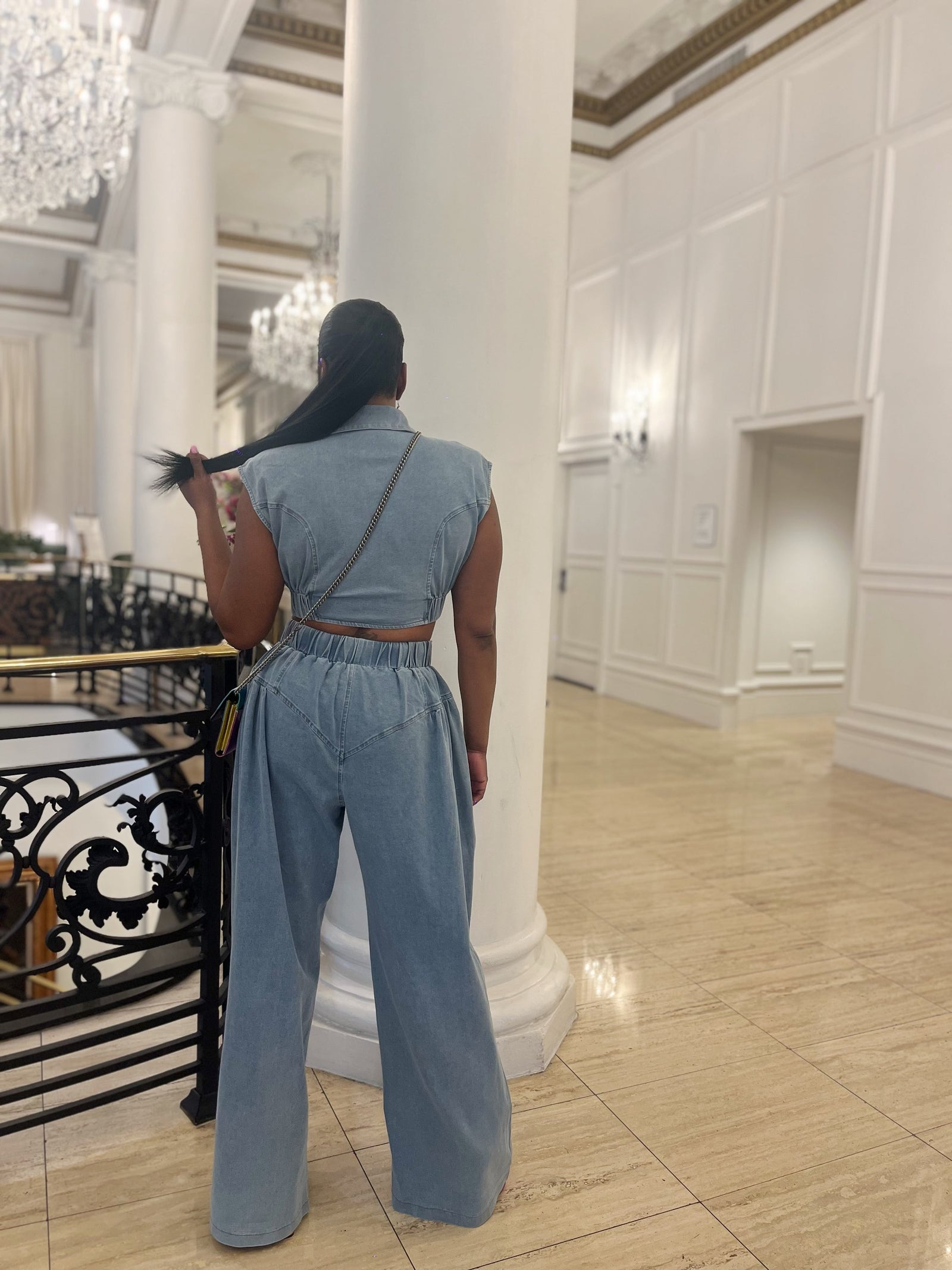 Kristin Denim Pant Set