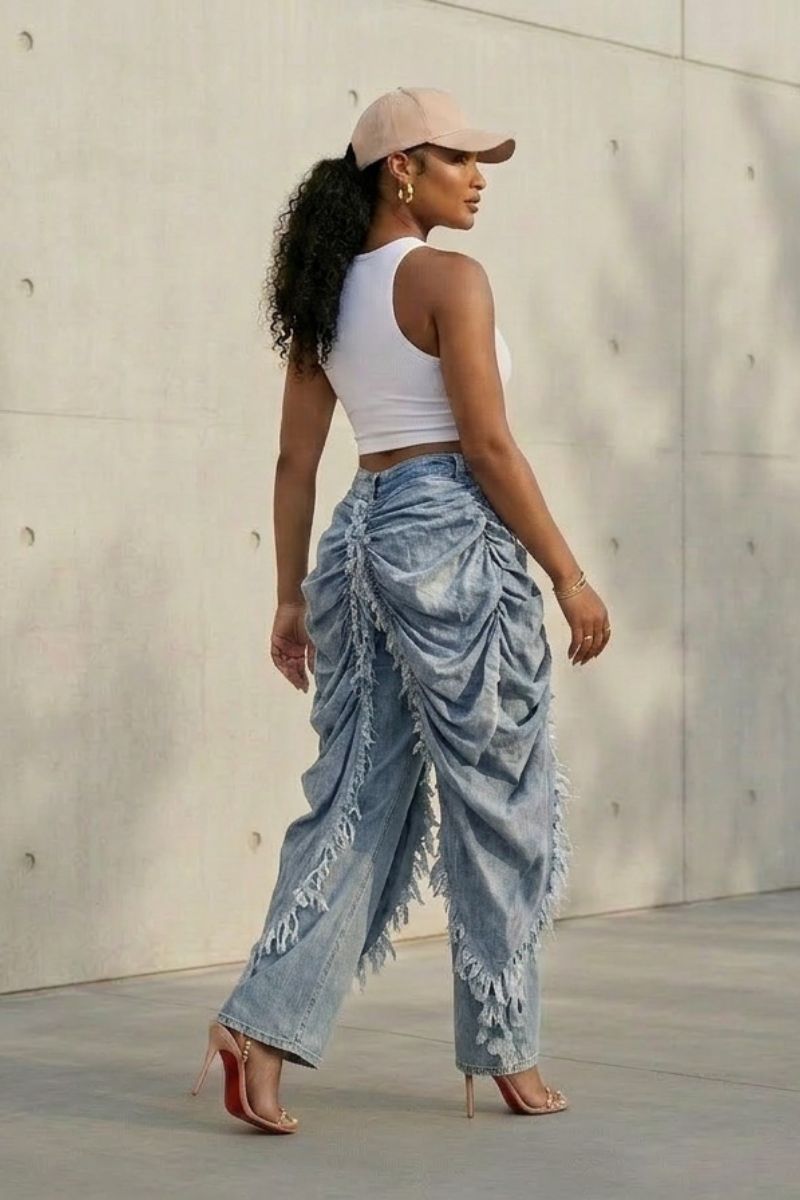 Draped Muse Jeans (Blue)