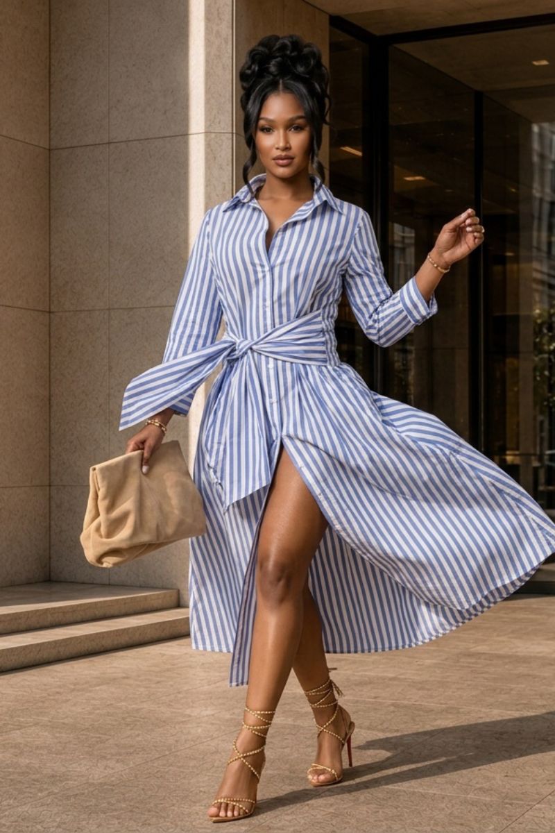 The Ellison Stripe Shirt Dress