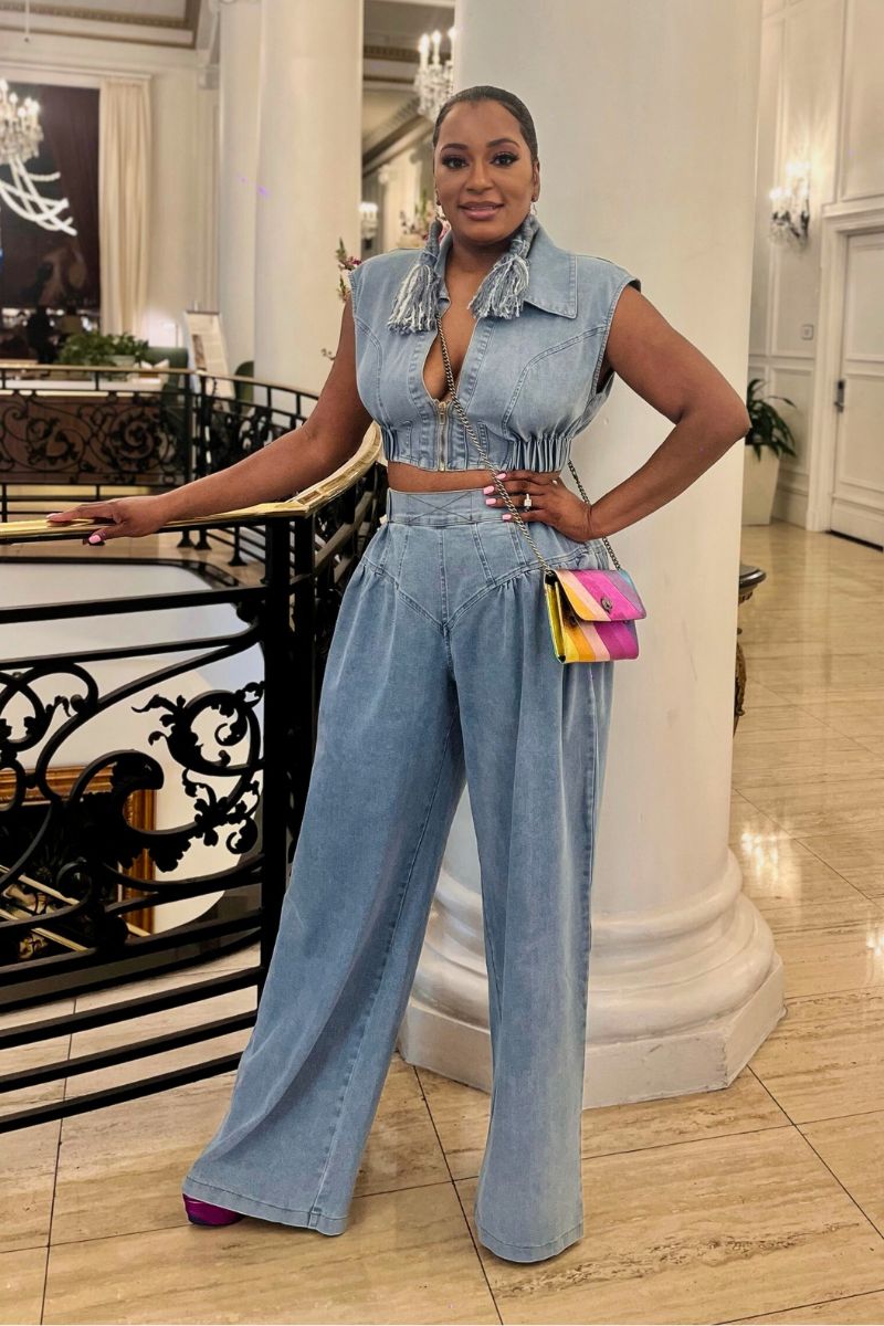 Kristin Denim Pant Set