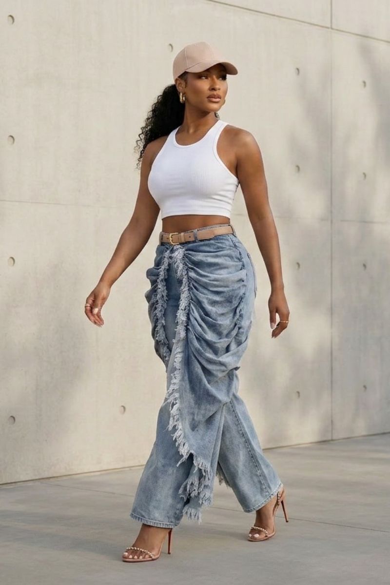 Draped Muse Jeans (Blue)