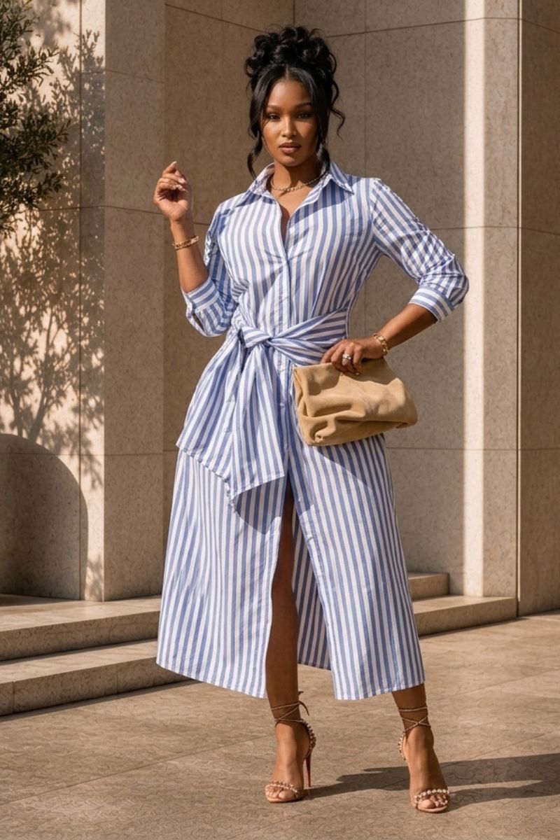 The Ellison Stripe Shirt Dress
