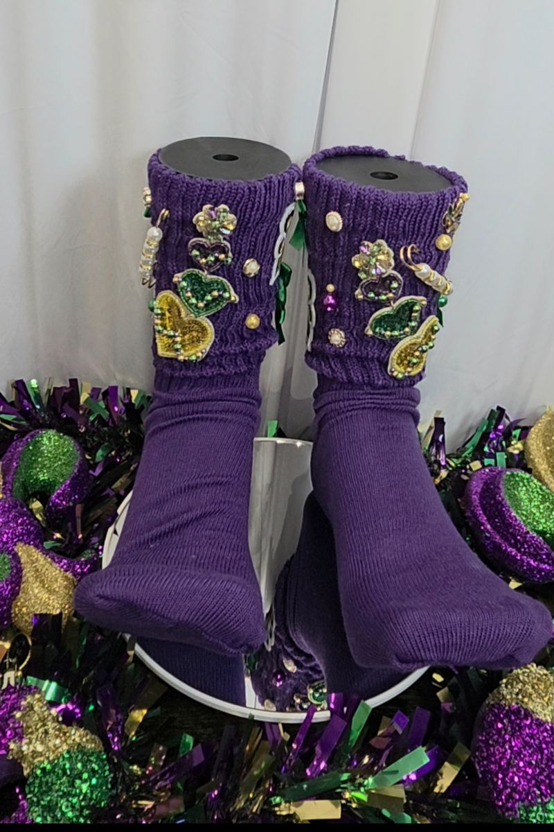 Mardi Gras Junk Socks Purple
