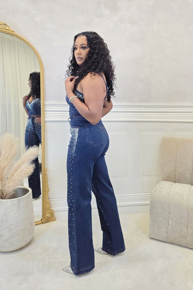 Diamond Denim Pant Set