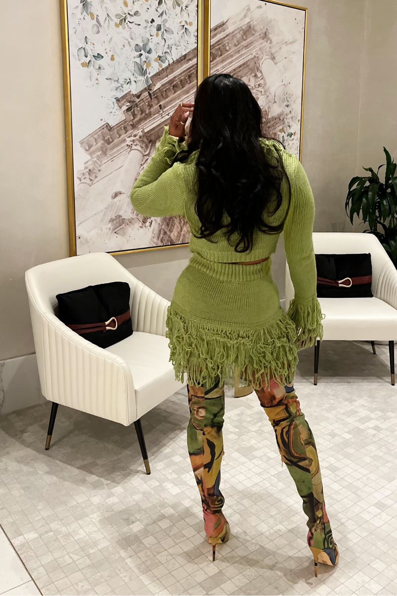 Fringe Sweater Set (Green)